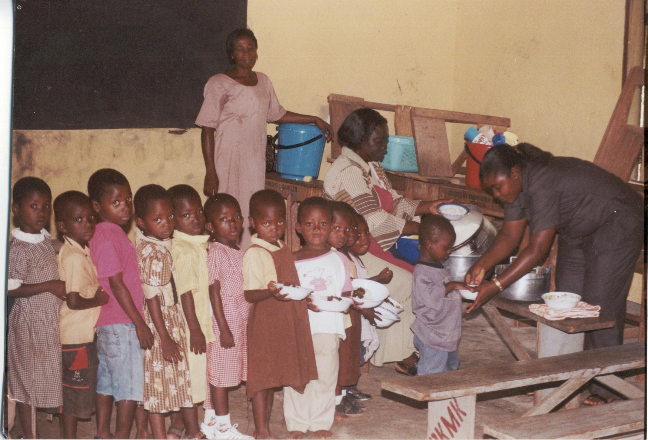 Children in feeding line